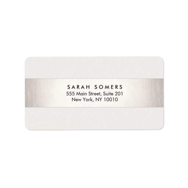 Simple Modern Silver Striped Professional Label (Front)