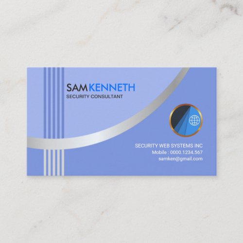 Simple Modern Silver Wave Security Consultant Business Card