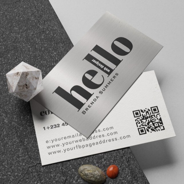Simple Modern Silver & White Background  Business Card (Creator Uploaded)