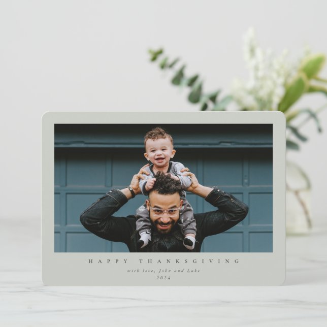 Simple Modern Single Photo Happy Thanksgiving Holiday Card (Standing Front)