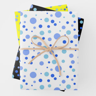 Simple Modern Sky Blue Ocean Blue Polka Dots Wrapping Paper Sheets