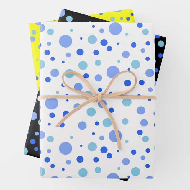 Simple Modern Sky Blue Ocean Blue Polka Dots  Wrapping Paper Sheets (In situ)