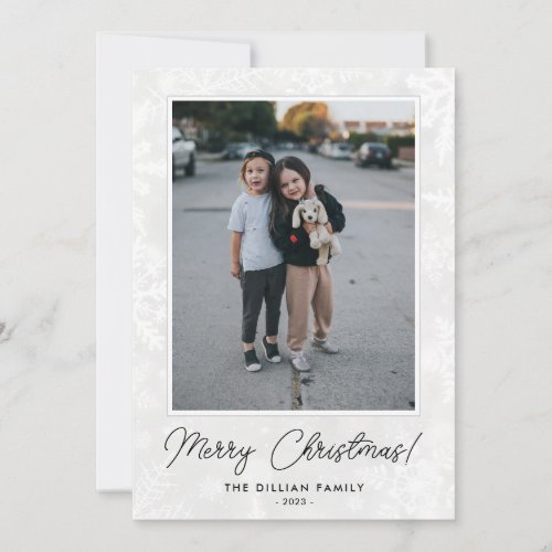 Simple Modern Snowflakes Frame Photo Holiday Card