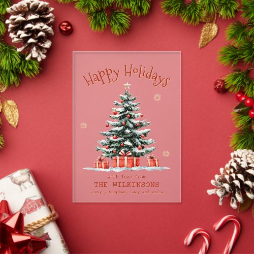 simple modern Snowy Christmas Tree Acrylic  Invitations