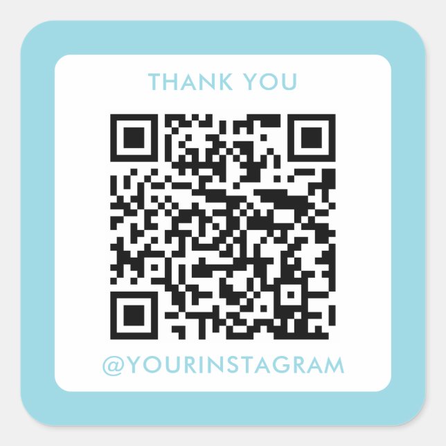 simple modern social media thank you qr code square sticker (Front)
