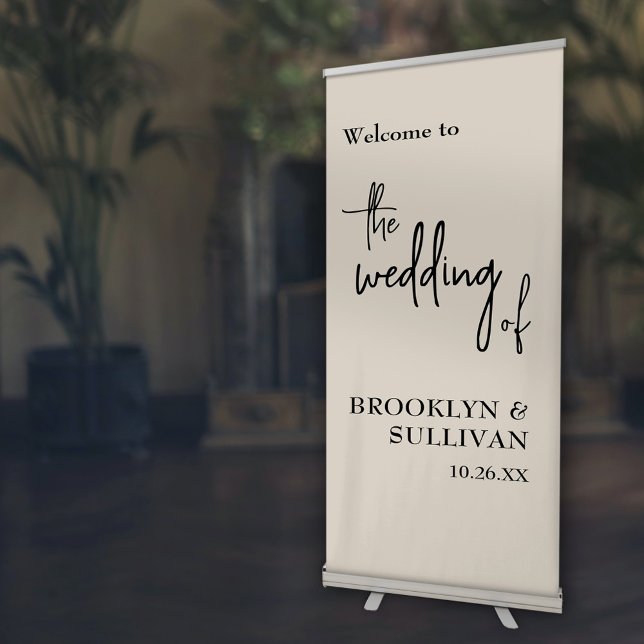 Simple, Modern Soft Cream Wedding Welcome Retractable Banner (Creator Uploaded)