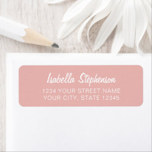 Simple Modern Soft Pink White Return Address  Label