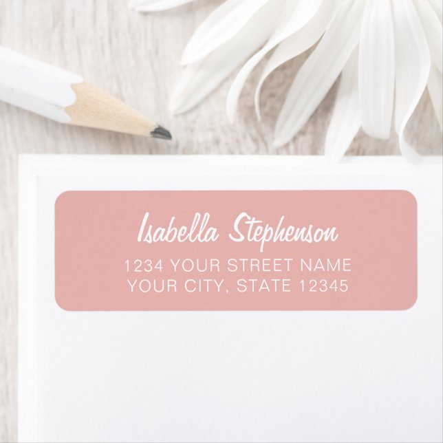 Simple Modern Soft Pink White Return Address  Label (Insitu)