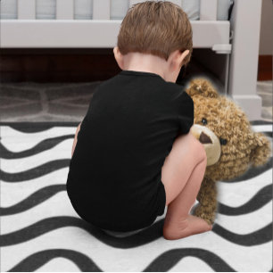 Simple Modern Sophisticated Black & White Wave Rug