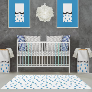 Simple Modern Sophisticated Blue Raindrop Rug