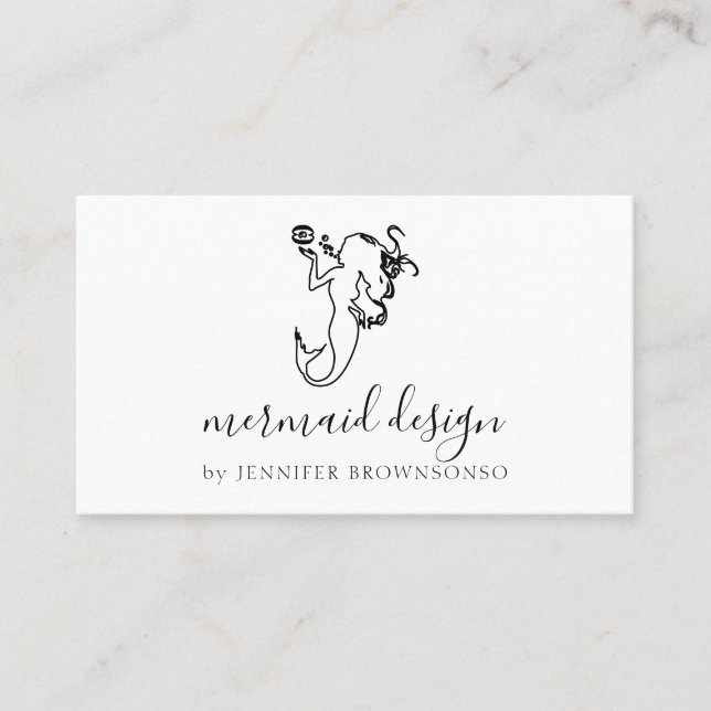 Simple Modern Sophisticated Mermaid Business Card (Front)