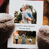 Simple Modern  Split Arch Two Photo  Holiday Card