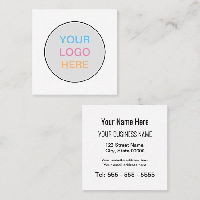 Simple Modern Square Add Your Logo Business Card (Front/Back)