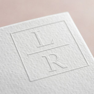 Simple Modern Square Custom Two Monogram Initials Embosser