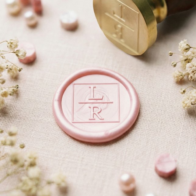 Simple Modern Square Custom Two Monogram Initials  Wax Seal Stamp (Simple Modern Square Custom Two Monogram Initials Wax Seal Stamp)
