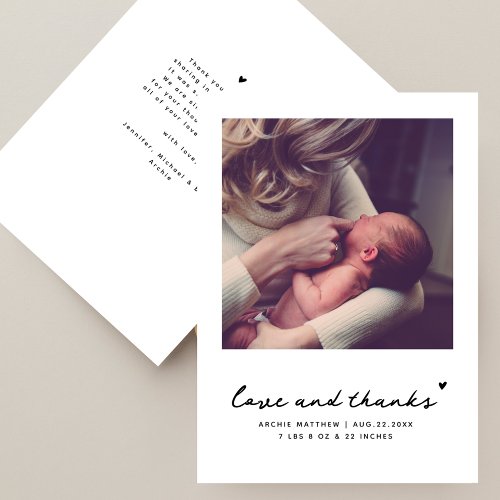 Simple Modern Square Photo Baby Shower Thank You