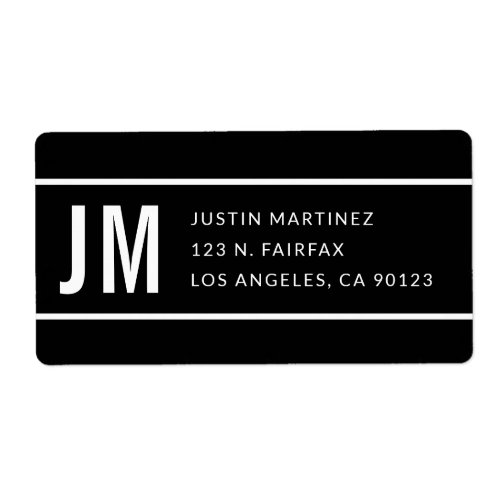 Simple Modern Striped Black  White Return Address Label
