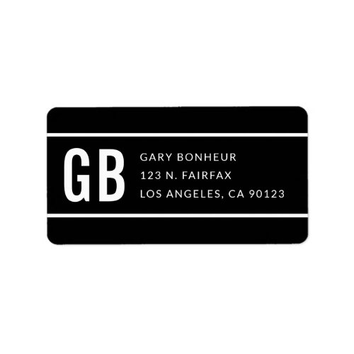 Simple Modern Striped Black  White Return Address Label