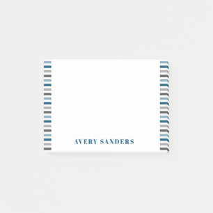 Simple Modern Stripes Blue and Grey Post-it Notes