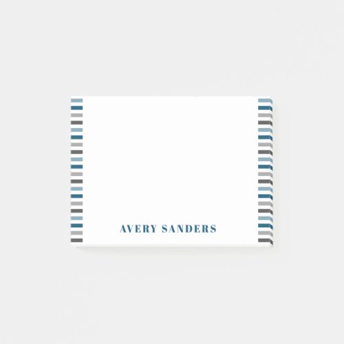 Simple Modern Stripes Blue and Grey Post_it Notes