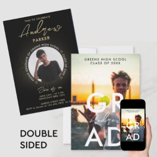Simple Modern Stylish  Black Graduation Photo 