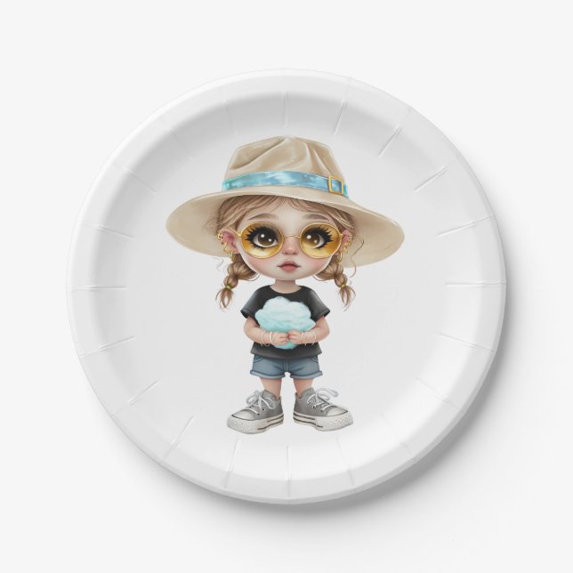 Simple Modern : Stylish Girl Paper Plates (Front)