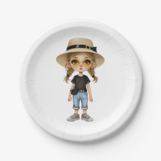 Simple Modern : Stylish Girl Paper Plates