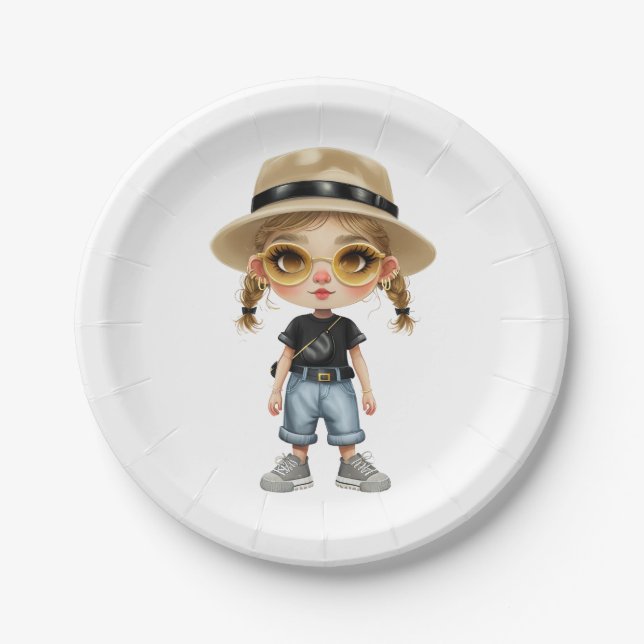 Simple Modern : Stylish Girl Paper Plates (Front)