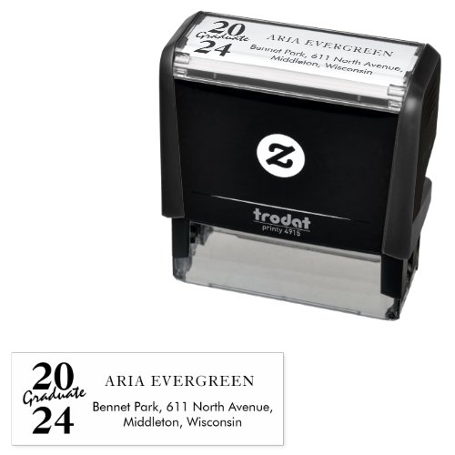 Simple Modern Stylish Graduation Return Address Self_inking Stamp