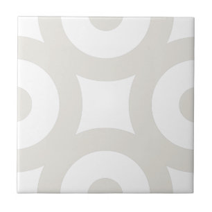 Simple Modern Stylish Grey Beige Circles White Ceramic Tile