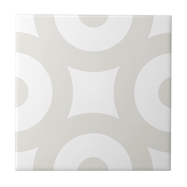 Simple Modern Stylish Grey Beige Circles White Ceramic Tile (Front)