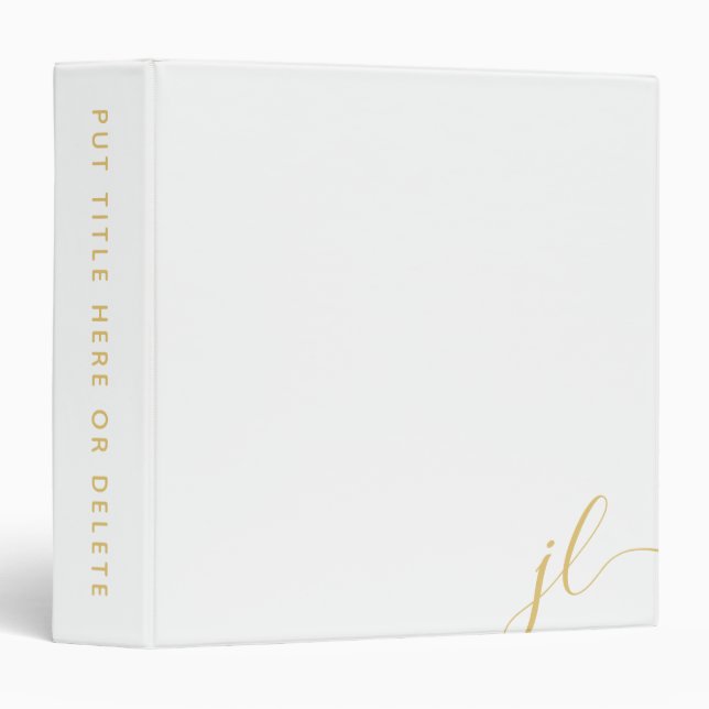 Simple Modern Stylish Monogram  3 Ring Binder (Front/Spine)