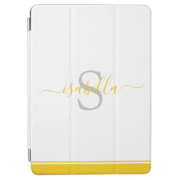 Simple Modern Stylish Monogrammed Yellow iPad Air Cover