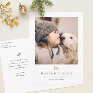 Simple Modern Stylish Personalized Photo Holiday Postcard