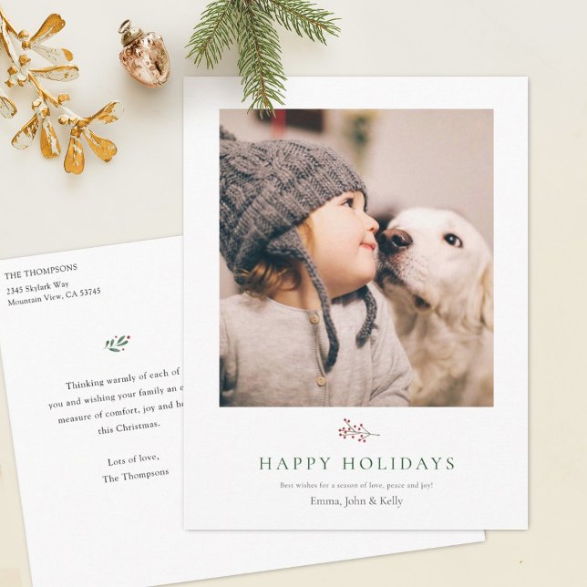 Simple Modern Stylish Personalized Photo  Holiday Postcard (Creator Uploaded)