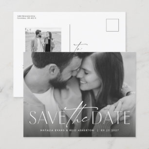 Simple modern stylish photo save the date announcement postcard