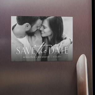 Simple modern stylish photo save the date magnetic invitation