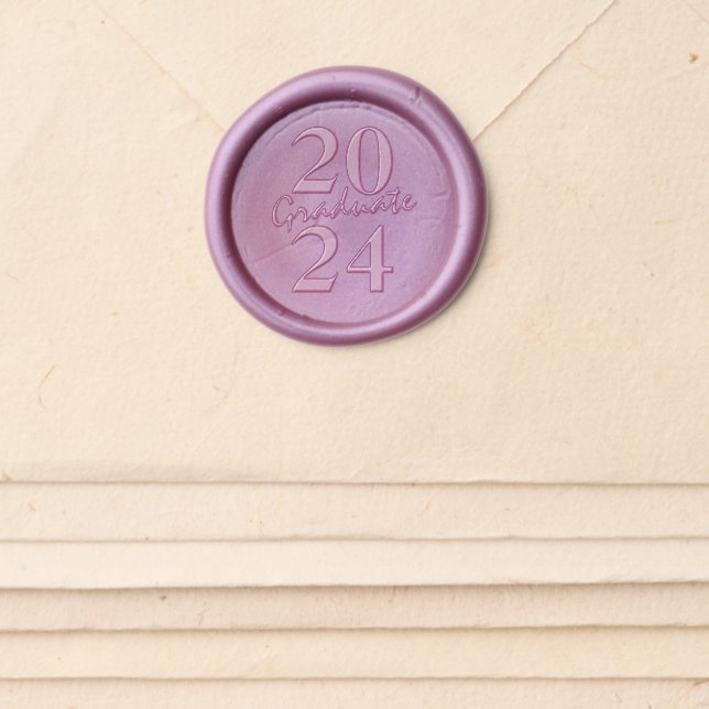 Simple Modern Stylish Script Pink Photo Graduation Wax Seal Sticker (Front)