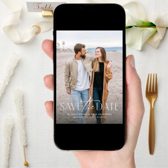 Simple modern stylish vertical two photo save the date (Front Digital)