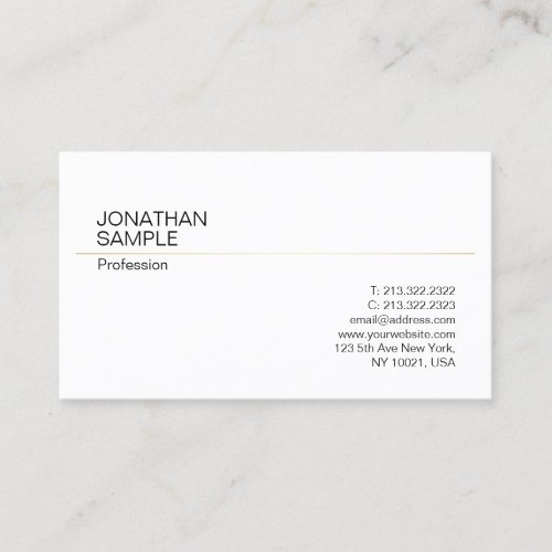 Simple Modern Stylish White Gold Plain Trendy Business Card