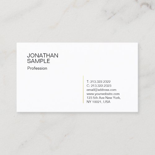 Simple Modern Stylish White Gold Professional Business Card