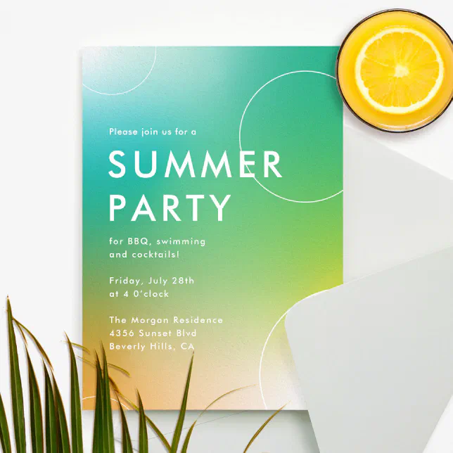 Simple Modern Summer Cocktail Party (Green) Invitation
