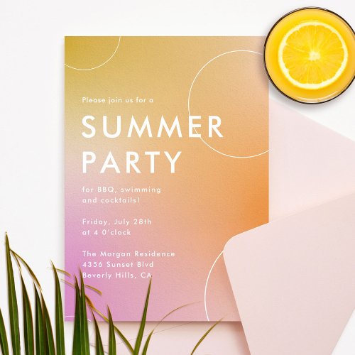 Simple Modern Summer Cocktail Party Pink Invitation