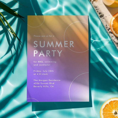 Simple Modern Summer Cocktail Party Purple Invitation