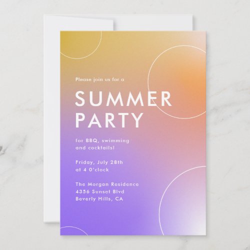 Simple Modern Summer Cocktail Party Purple Invitation