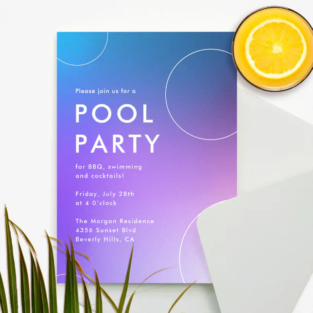 Simple Modern Summer Pool Party for Adults Invitation | Zazzle