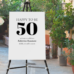 Simple Modern Surprise 50th Birthday Party Foam Board