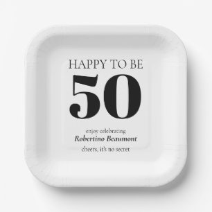 Simple Modern Surprise 50th Birthday Party Paper Plates