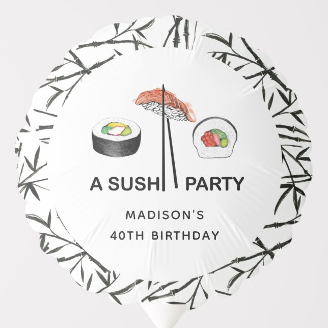 Simple Modern Sushi Birthday Personalized Balloon (Front)