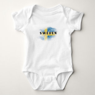 Simple Modern Sweden Flag Swedish Souvenir Baby Bodysuit